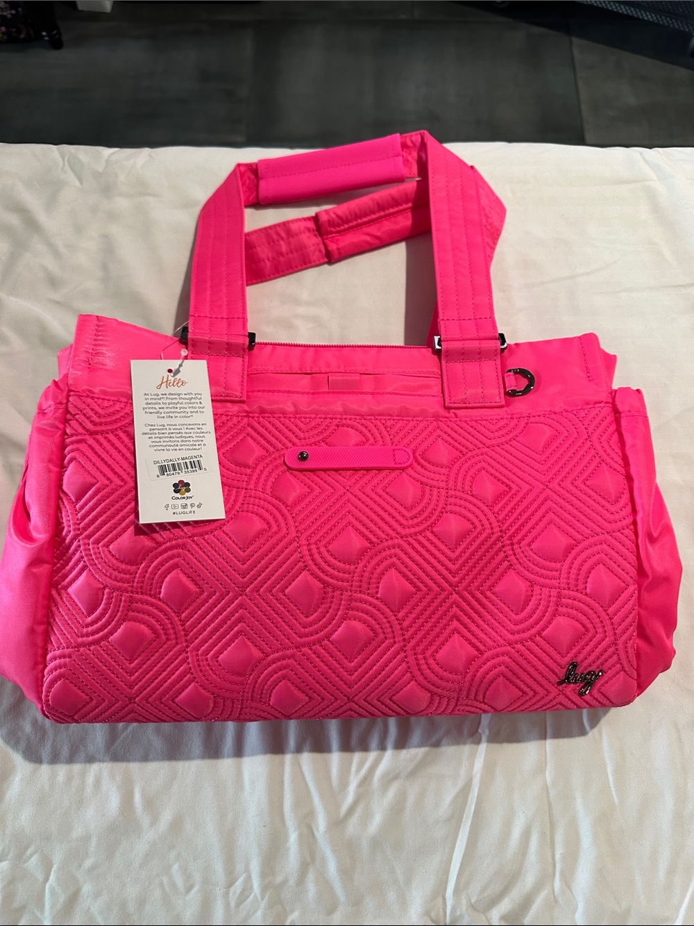 lug Quilted Tote Bag in Hot Pink